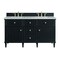 James Martin Vanities 60'' Double Vanity, Black Onyx w/ 3 CM Eternal Jasmine Pearl Quartz Top 424-V60D-BKO-3EJP - alternate 1